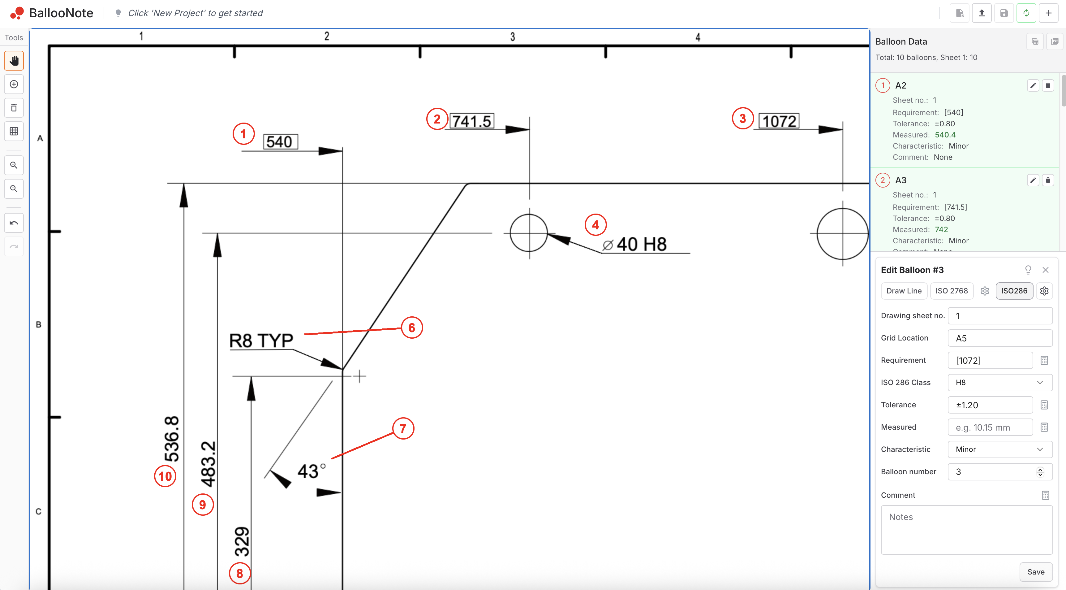 BallooNote Interface